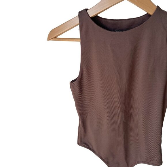 SWS Contour Bodysuit Top Women's Brown Sleeveless Scoop Neck Beach Size S/P - Picture 2 of 4